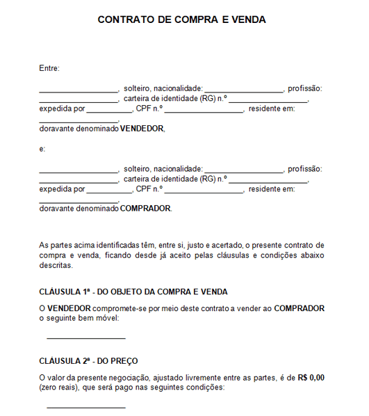 Modelo de Contrato de Compra e Venda | Word e PDF